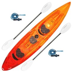 The Mission Surge Tandem Sit on Top Recreational kayak comes complete with paddles and a rope.