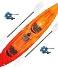 The Mission Surge Tandem Sit on Top Recreational kayak comes complete with paddles and a rope.