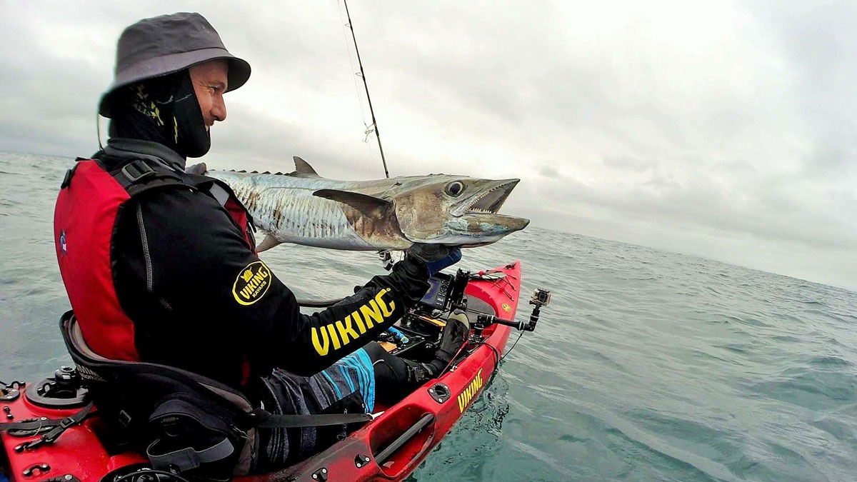 Viking profish reaload offshore fishing kayak jason with tuna | freak sports australia