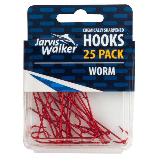 Jarvis walker chemically sharpened red long shank/worm fishing hooks